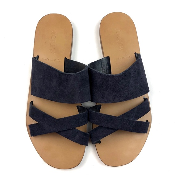 J. Crew Navy Suede Sandals 6 - Picture 2 of 4